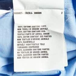 Pre Owned Prada Blue Cotton Smocked Neck Blouse M