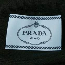 Prada Black Knit and Nylon Sleeveless High Neck Midi Dress L