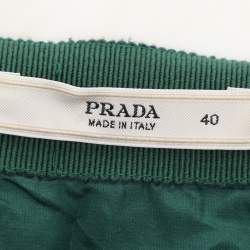Pre Owned Prada Green Silk Pleated Mini Skirt S