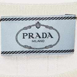 Prada Cream Cashmere Rib Knit Crewneck Sweatshirt S