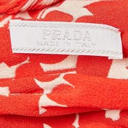 مملوكة مسبقًا Prada Red Printed Silk Sleeveless Midi Dress M