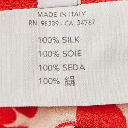 مملوكة مسبقًا Prada Red Printed Silk Sleeveless Midi Dress M