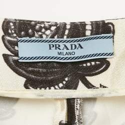 Pre Owned Prada Cream Floral Print Silk Blend Trousers L