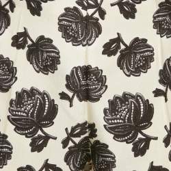 Pre Owned Prada Cream Floral Print Silk Blend Trousers L