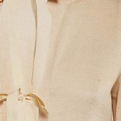 Prada Beige Cotton Knit Tie-Up Cardigan S