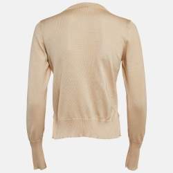 Prada Beige Cotton Knit Tie-Up Cardigan S