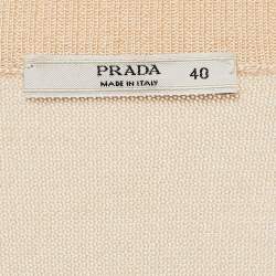 Prada Beige Cotton Knit Tie-Up Cardigan S