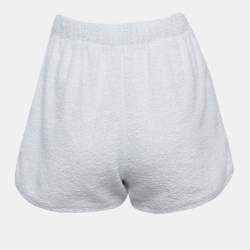 Prada White Triangle Logo Plaque Terry Cotton Shorts XS