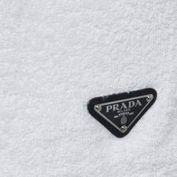 Prada White Triangle Logo Plaque Terry Cotton Shorts XS