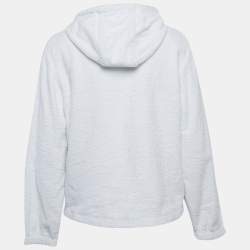 Prada White Terry Cotton Triangle Metal Logo Hooded Jacket S