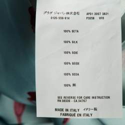 Pre Owned فستان برادا حرير ستان أزرق بطبعة زهور بدون أكمام ميدي مقاس صغير (سمول)