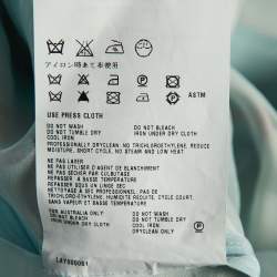 Pre Owned فستان برادا حرير ستان أزرق بطبعة زهور بدون أكمام ميدي مقاس صغير (سمول)