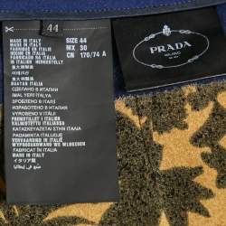 Pre Owned تنورة برادا قماش كريب مطبعة زهور صفراء بطول الركبة مقاس متوسط - ميديم