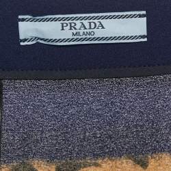 Pre Owned تنورة برادا قماش كريب مطبعة زهور صفراء بطول الركبة مقاس متوسط - ميديم