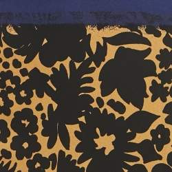 Pre Owned تنورة برادا قماش كريب مطبعة زهور صفراء بطول الركبة مقاس متوسط - ميديم