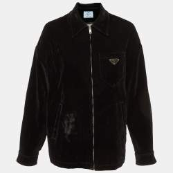 Prada Black Velvet Zip-Up Jacket M