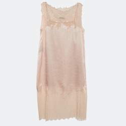 Prada Light Orange/Peach Crepe Lace Detail Sleeveless Midi Dress L