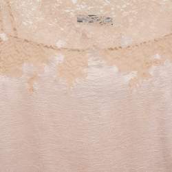 Prada Light Orange/Peach Crepe Lace Detail Sleeveless Midi Dress L