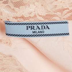 Prada Light Orange/Peach Crepe Lace Detail Sleeveless Midi Dress L