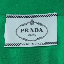 Prada Green Satin Silk Button Front Belted Long Dress S