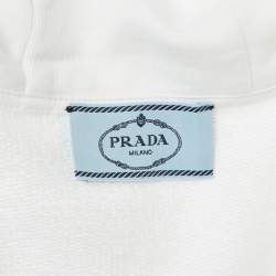Prada White Cotton Knit Hooded Track Jacket & Pants Set XL