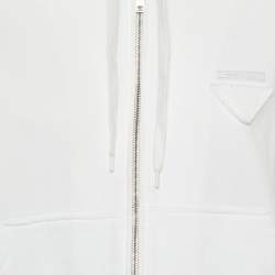 Prada White Cotton Knit Hooded Track Jacket & Pants Set XL