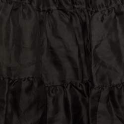 مملوكة مسبقًا Prada Black Organza Silk Tiered Midi Skirt M