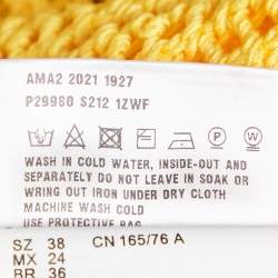 مملوكة مسبقًا Prada Yellow Logo Pattern Crochet Sheer Crop Top S