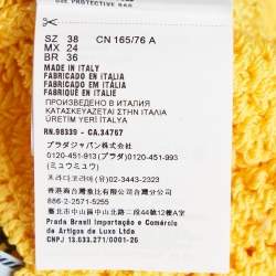 مملوكة مسبقًا Prada Yellow Logo Pattern Crochet Sheer Crop Top S