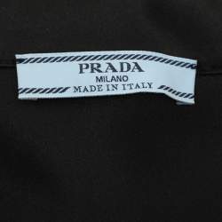 Prada Black Satin Feather-trimmed Long Sleeve Shirt M