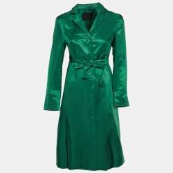 Prada Green Silk Blend Blended Midi Dress M