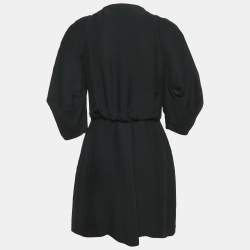 Prada Black Crepe V-Neck Mini Dress M