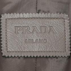 Pre Owned Prada Grey/Brown Leather and Suede Embellished Jacket XS