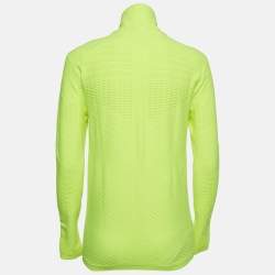 Prada Neon Green Textured Jersey Zip-Up Jacket S