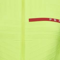 Prada Neon Green Textured Jersey Zip-Up Jacket S