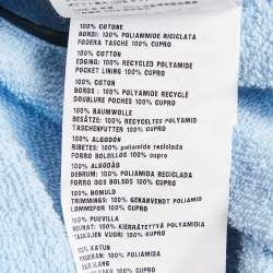 Prada Blue Terry Cotton Logo Plaque Hooded Jacket S