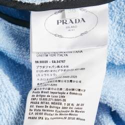Prada Blue Terry Cotton Logo Plaque Hooded Jacket S