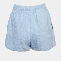 Prada Blue Cotton Terry Logo Plaque Shorts XS