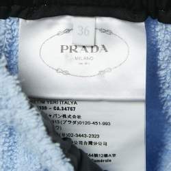 Prada Blue Cotton Terry Logo Plaque Shorts XS
