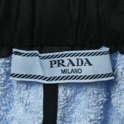 Prada Blue Cotton Terry Logo Plaque Shorts XS