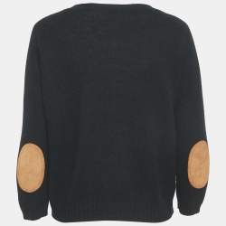 Prada Black Cashmere Patch Detail Button Front Cardigan M