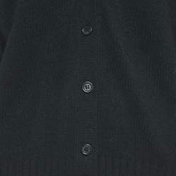 Prada Black Cashmere Patch Detail Button Front Cardigan M
