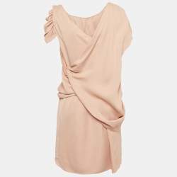 Prada Pink Satin Asymmetrical Draped Mini Shift Dress M