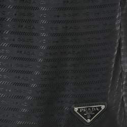 Pre Owned Prada Black Logo Jacquard Nylon Shorts M