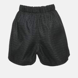 Pre Owned Prada Black Logo Jacquard Nylon Shorts M