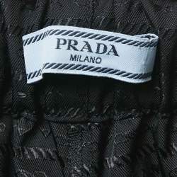 Pre Owned Prada Black Logo Jacquard Nylon Shorts M