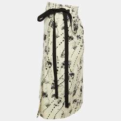 Prada White Printed Cotton Midi Wrap Skirt S/M