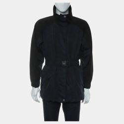 Prada Dark Blue Logo High-Neck Technical Jacket  IT Women 38