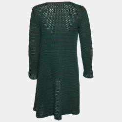 Prada Brown/Teal Crochet Knit Open Front Cardigan S