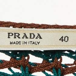 Prada Brown/Teal Crochet Knit Open Front Cardigan S